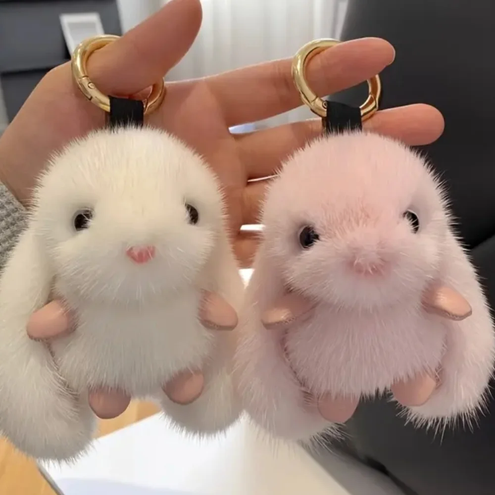 Plush Bunny Rabbit Keychain or Purse Charm - Picture 1 of 6